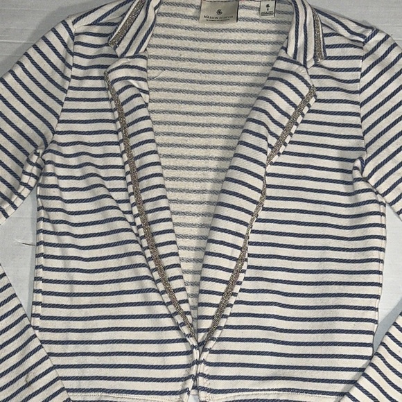 MAISON Scoth stripes cropped open front jacket size 1 / Small /  US 6 - Picture 6 of 15